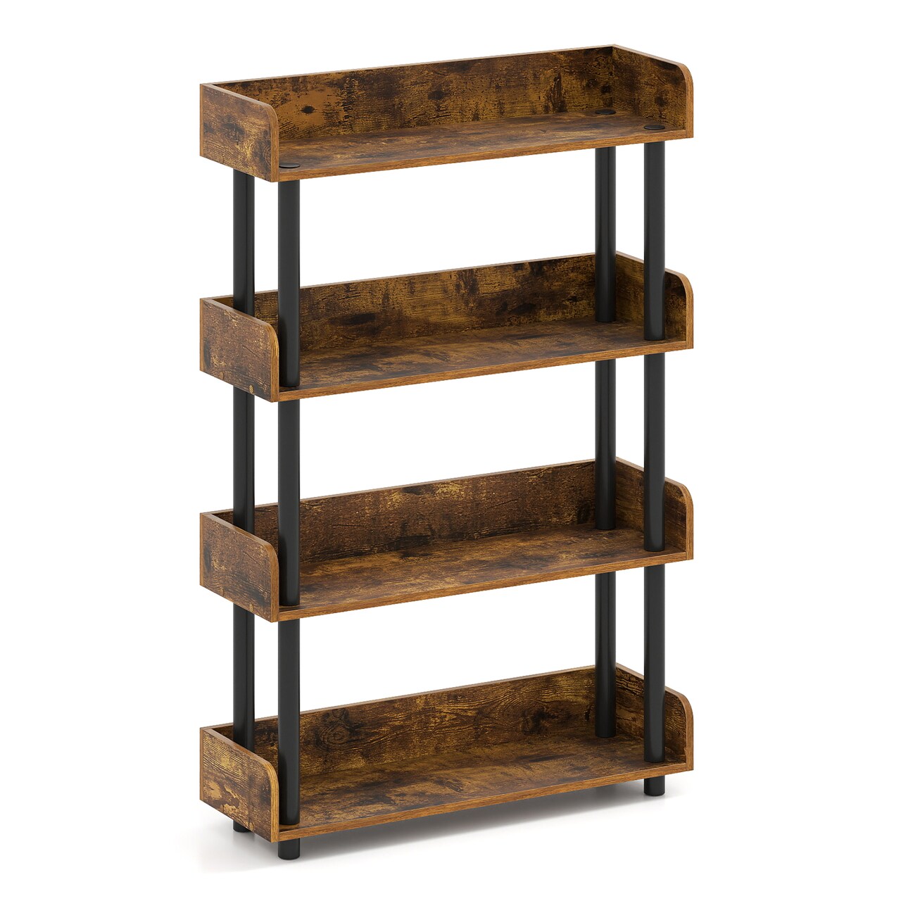 Industrial 4-Tier Storage Bookshelf Open Bookcase with Anti-Tipping Safety Kit